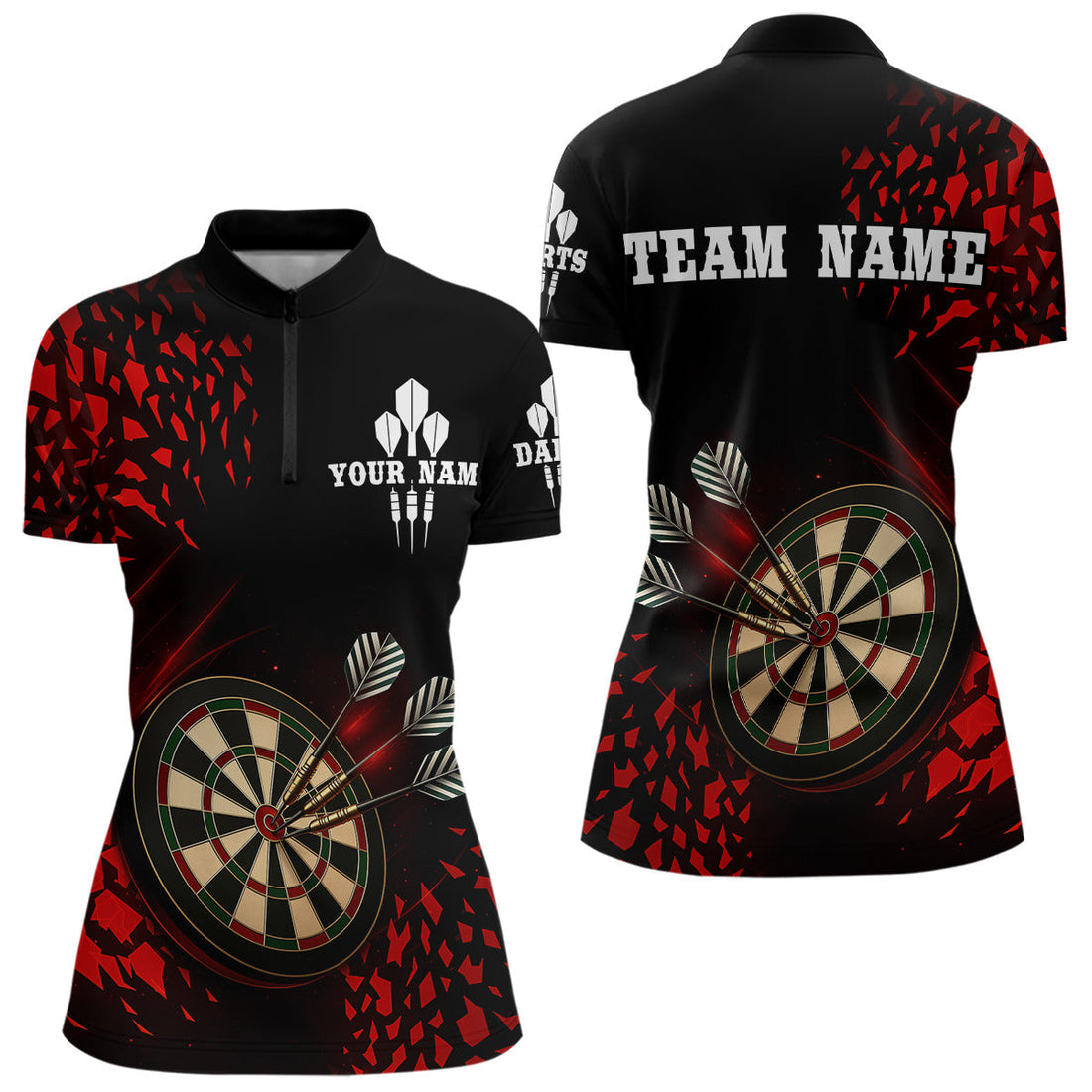 Custom Dart - 3D Dartboard With Red Geometric Shards, Dart Team NYN0248