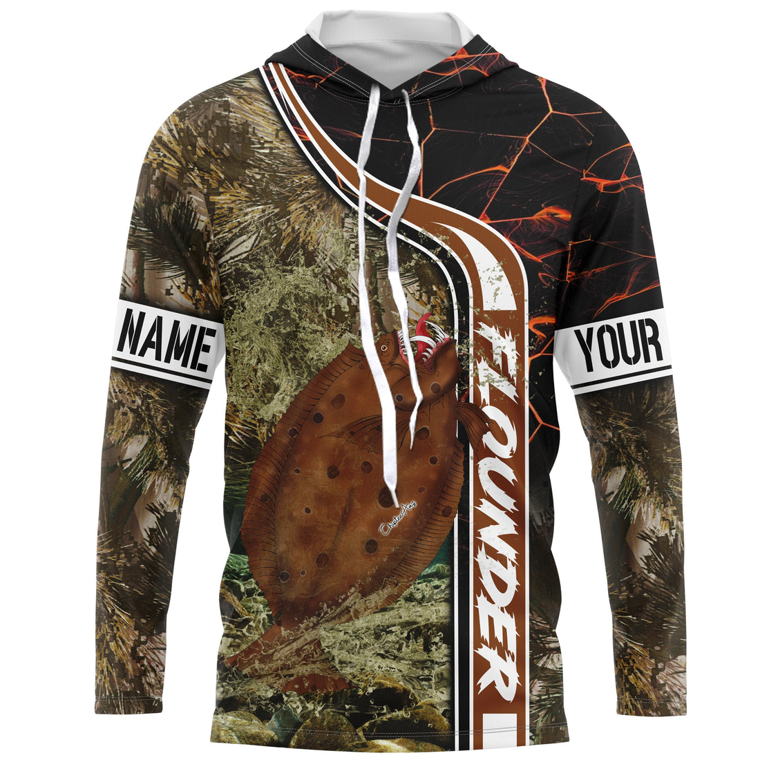 Flounder fishing custom name with ChipteeAmz's art UV protection AT020