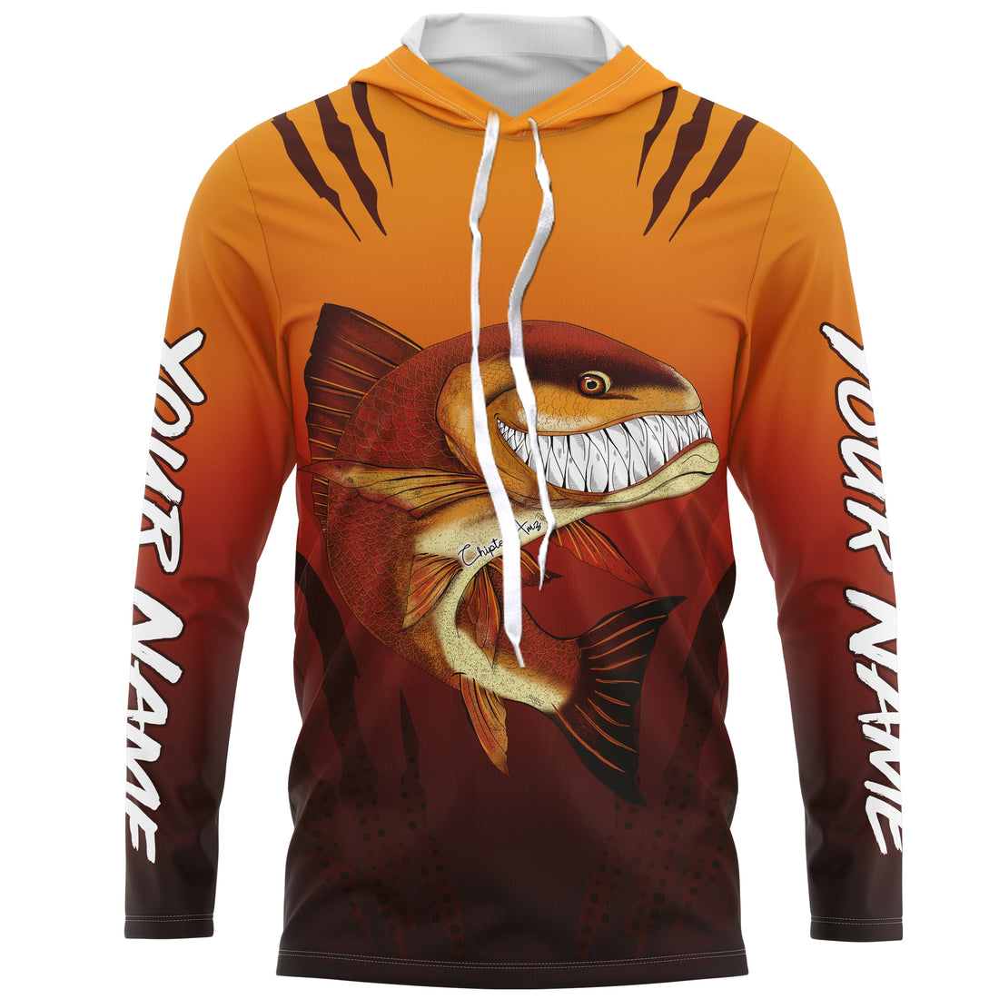 Redfish puppy drum fishing art custom name with angry redfish ChipteeAmz's art UV protection AT030