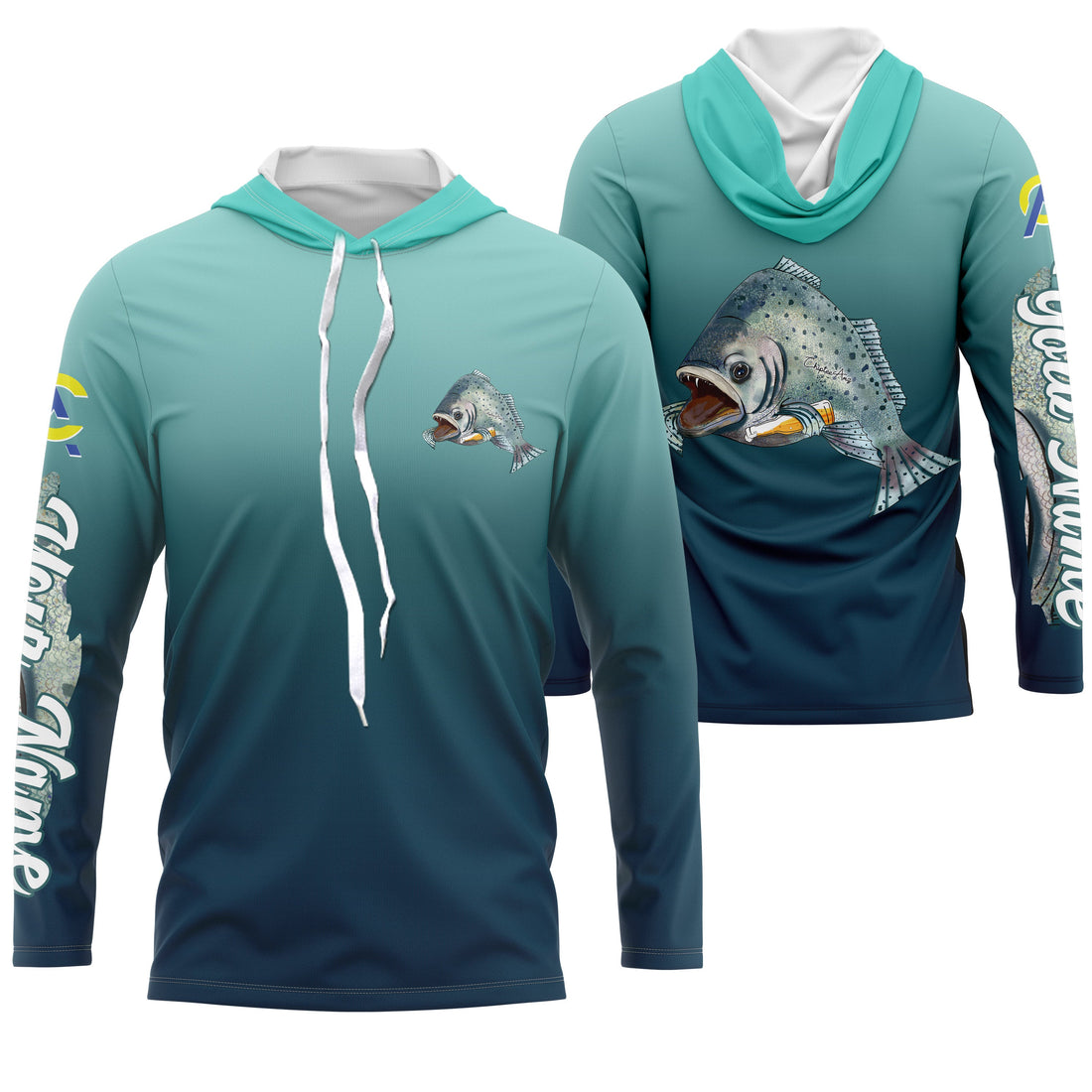 Speckled Trout fishing custom name with Trout drinking beer ChipteeAmz's art UV protection AT014