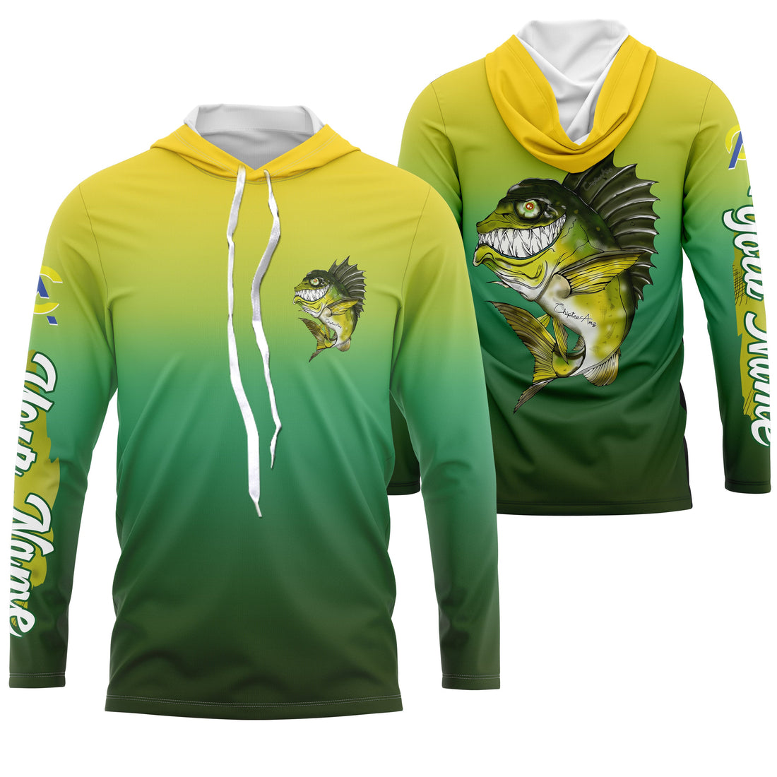 Largemouth Bass fishing custom name with angry bass ChipteeAmz's art UV protection AT001
