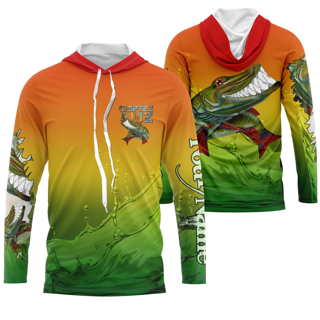 Muskellunge fishing art custom name Musky (Muskie) ChipteeAmz's art sun protection fishing AT043