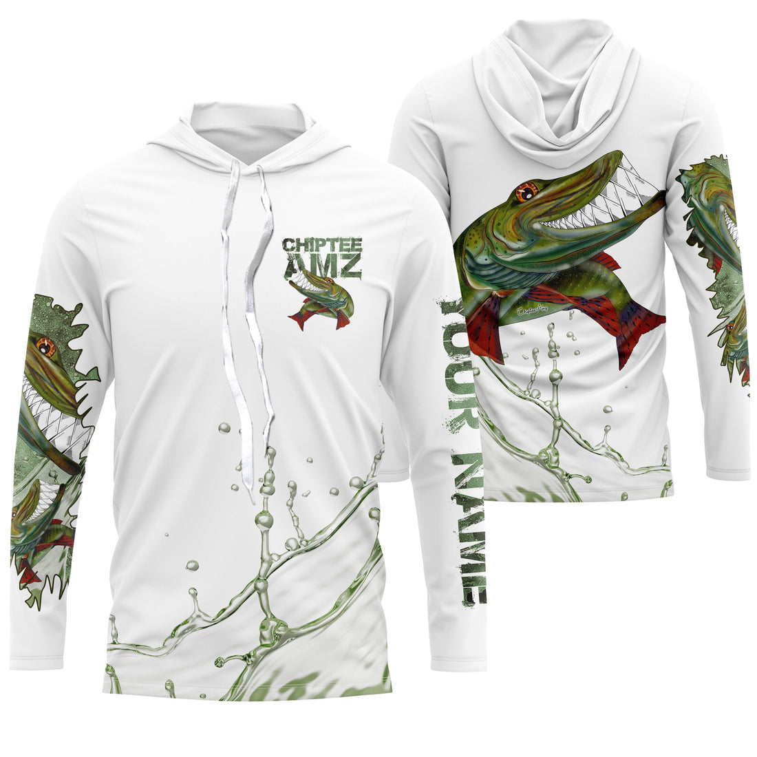 Musky Muskellunge fishing custom name with funny Muskie ChipteeAmz's art sun protection fishing AT042