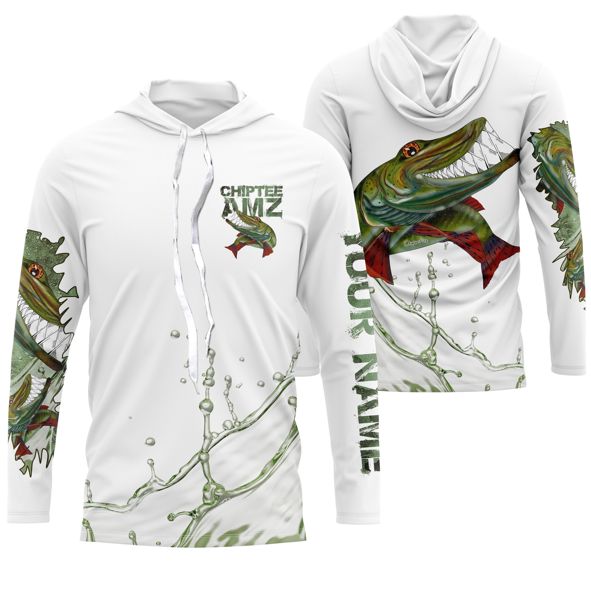 Musky Muskellunge fishing custom name with funny Muskie ChipteeAmz's art sun protection fishing AT042