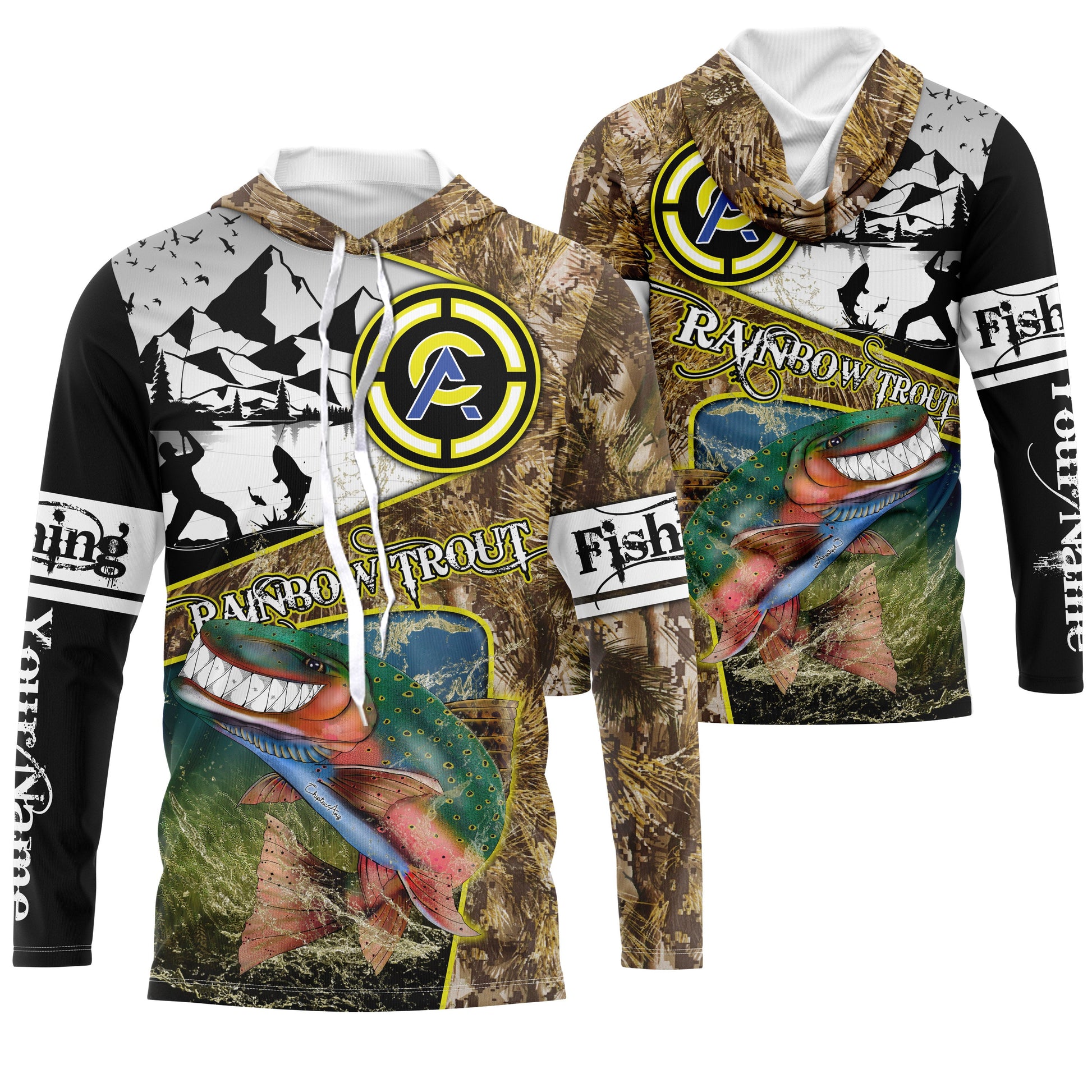 Trout fishing custom name with funny Trout ChipteeAmz's art UV protection AT009