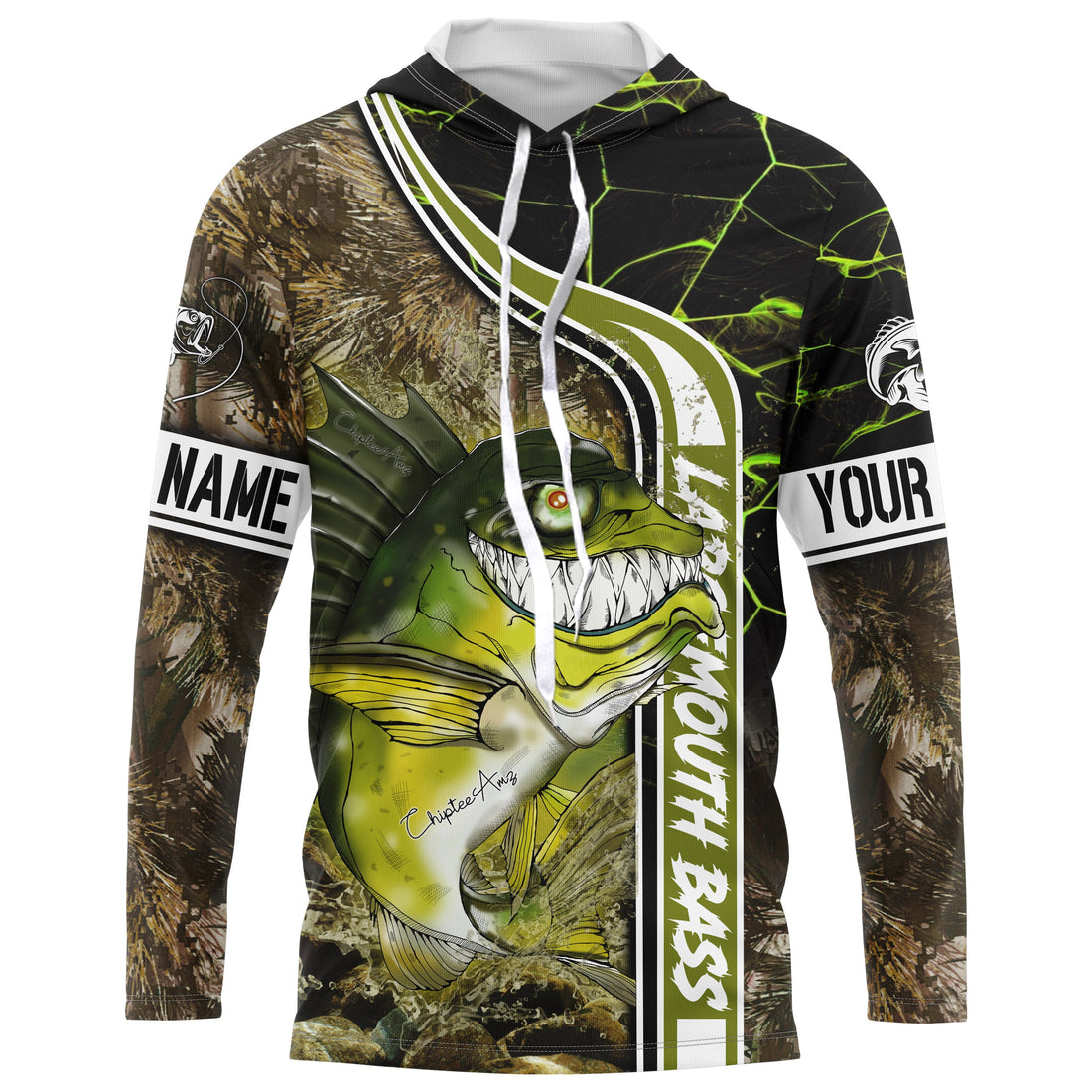 Largemouth Bass fishing custom name with ChipteeAmz's art UV protection AT011
