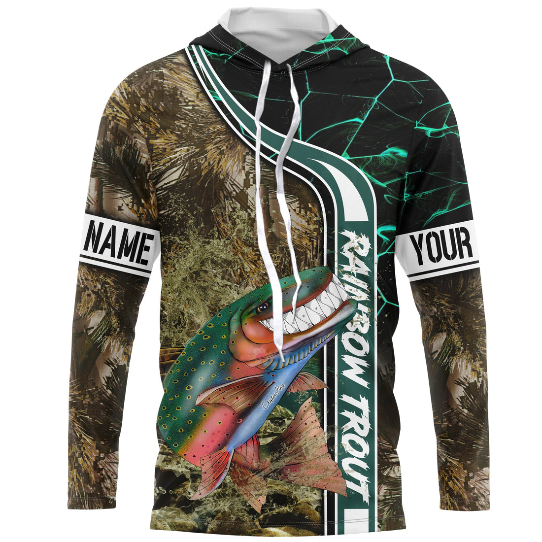 Rainbow trout fishing custom name with ChipteeAmz's art UV protection AT022
