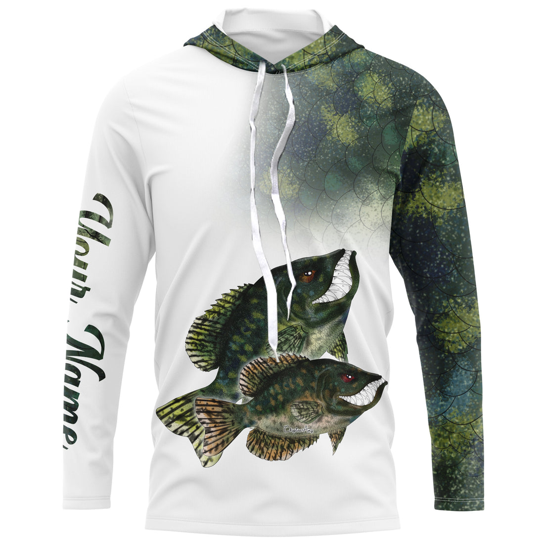 Crappie fishing ChipteeAmz's art custom name UV protection with funny Crappie fish art AT031