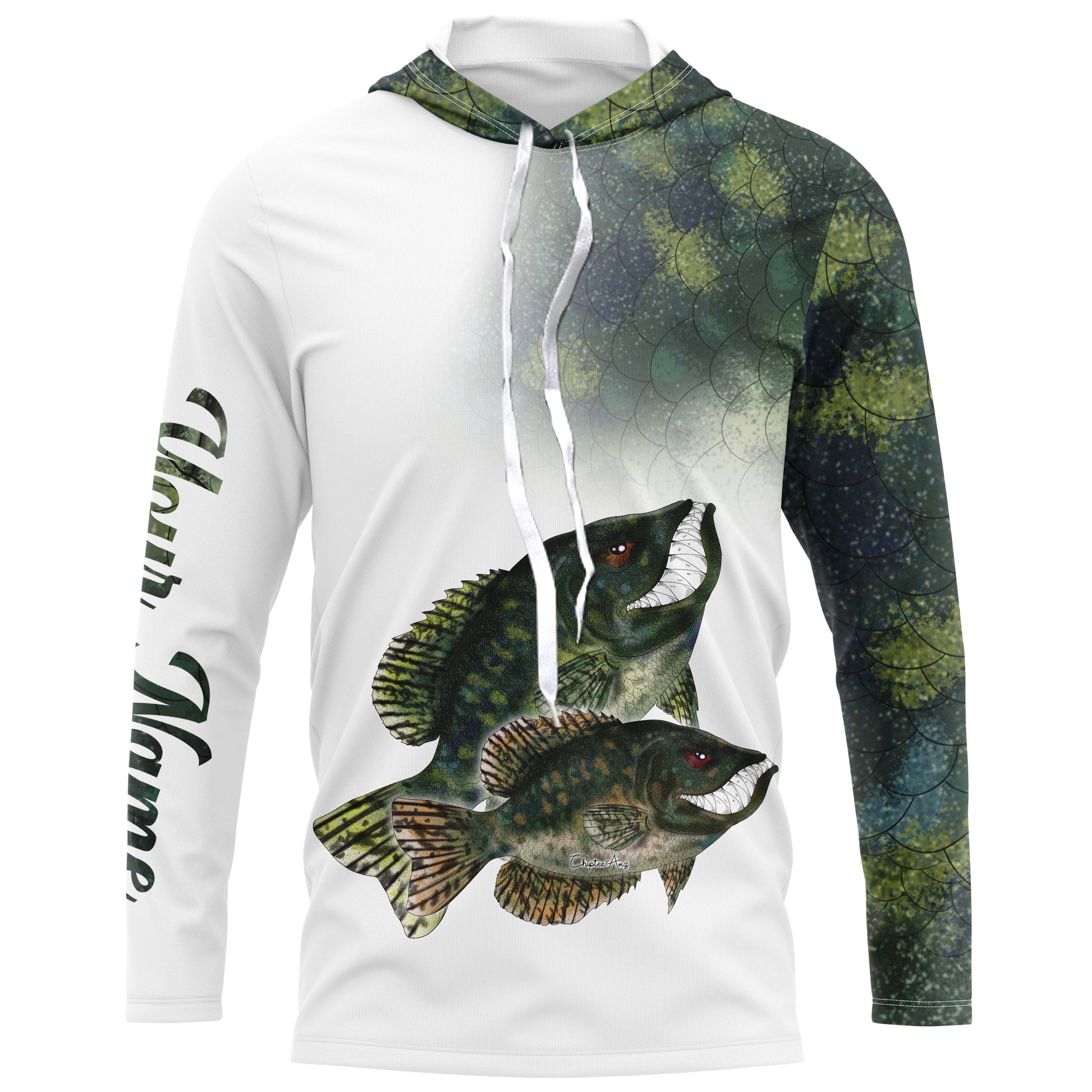Crappie fishing ChipteeAmz's art custom name UV protection with funny Crappie fish art AT031