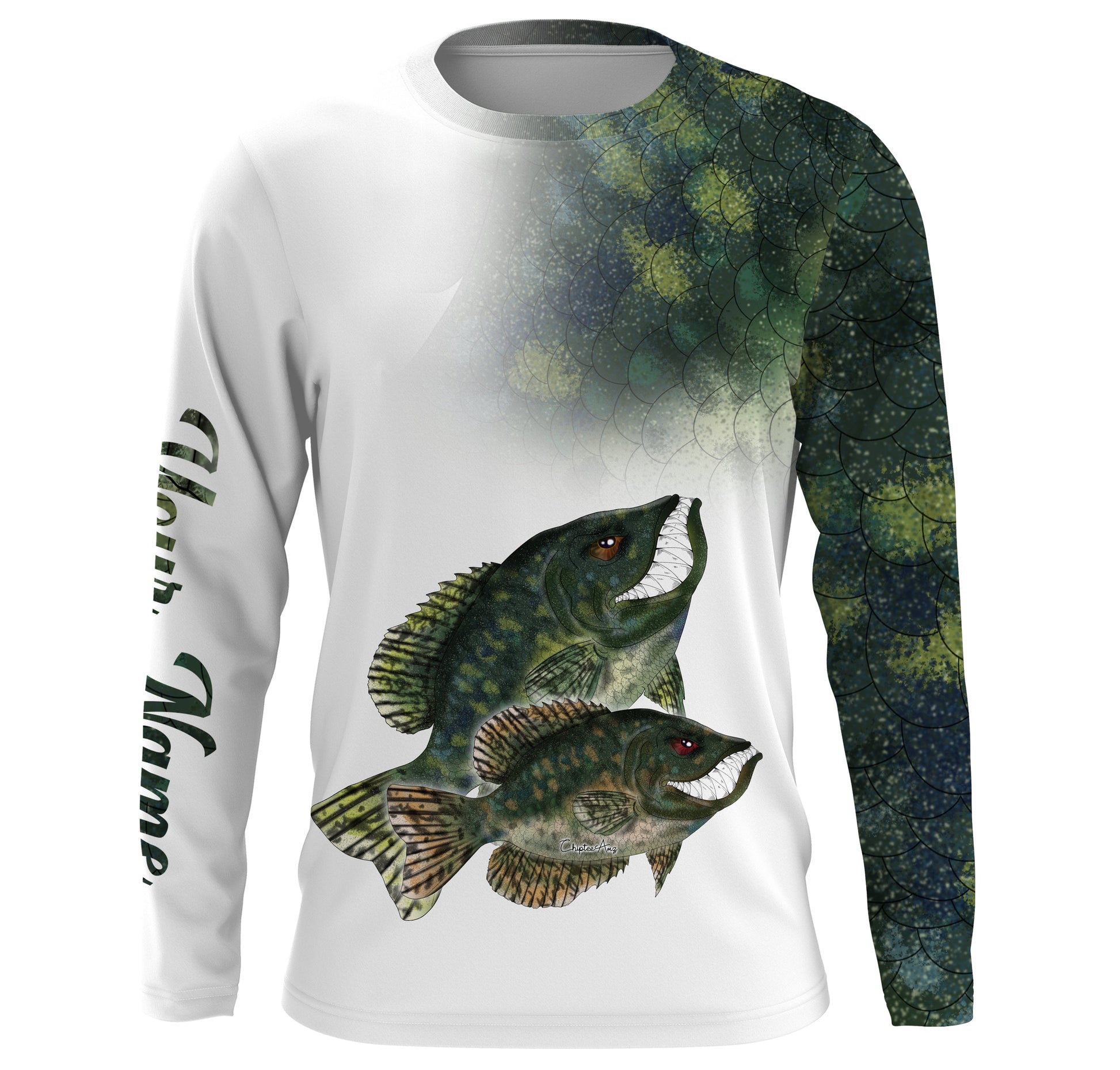 Crappie fishing ChipteeAmz's art custom name UV protection with funny Crappie fish art AT031