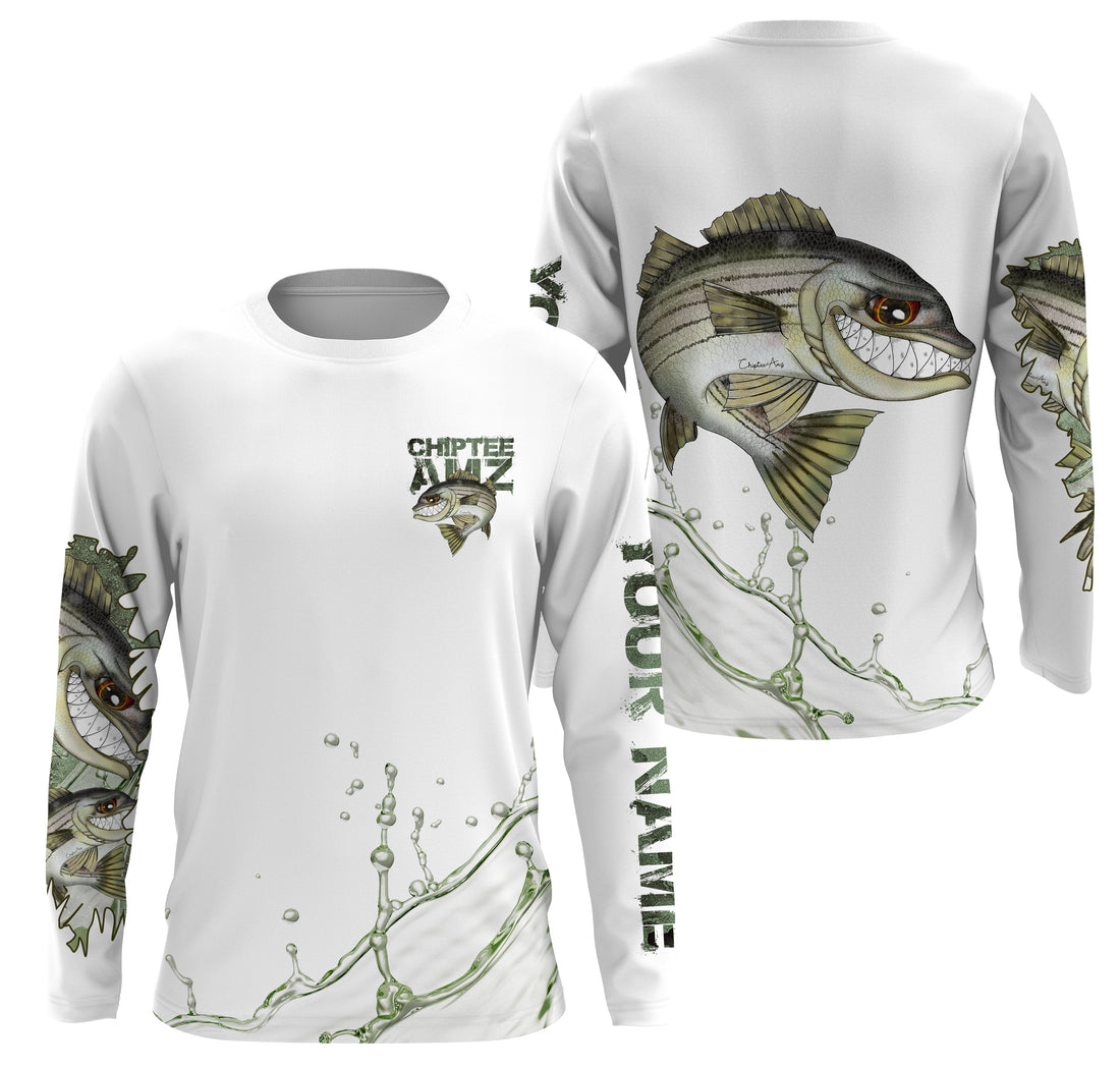 Striped Bass fishing scales custom name with funny striper ChipteeAmz's art UV sun protection AT039
