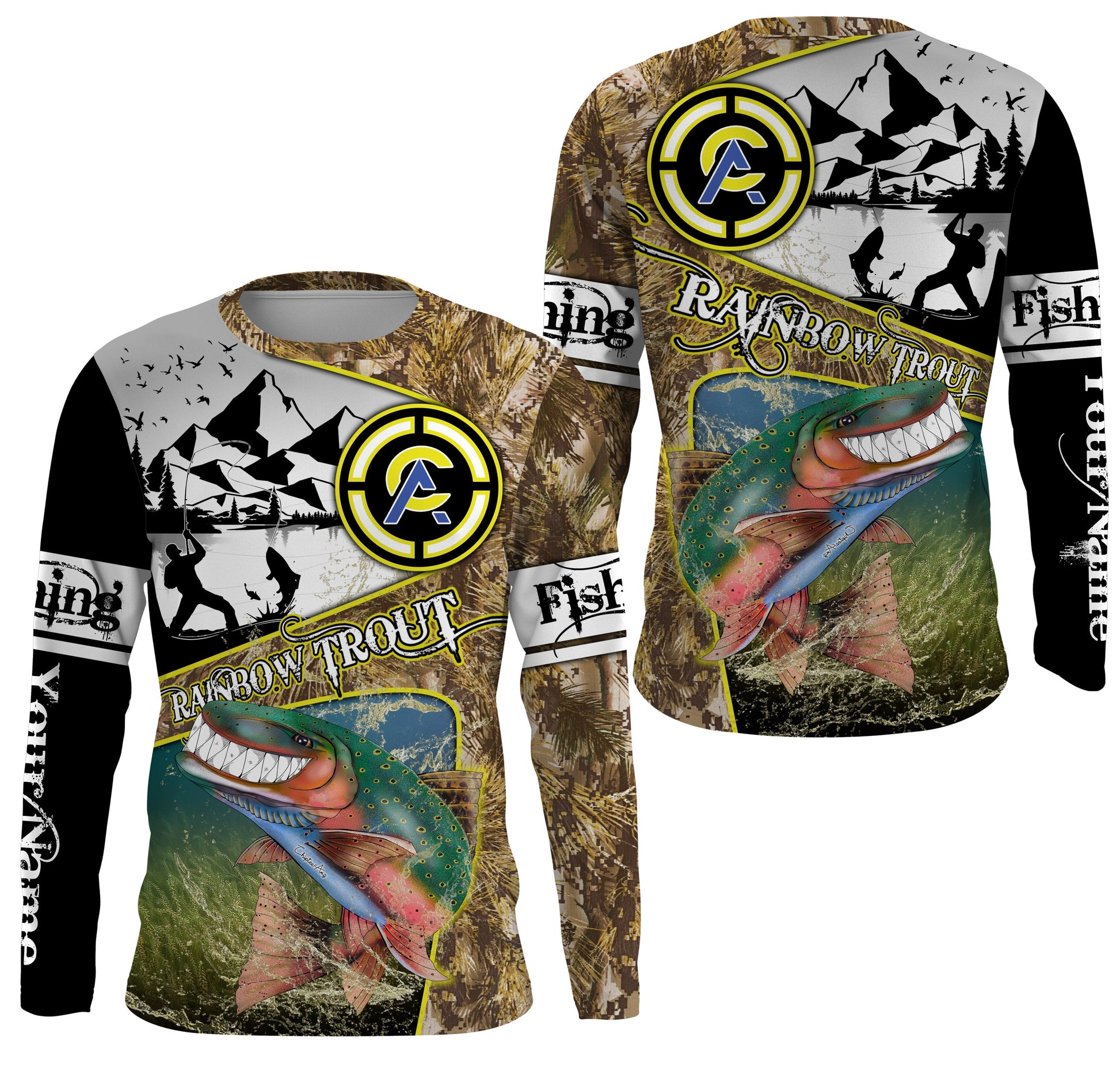 Trout fishing custom name with funny Trout ChipteeAmz's art UV protection AT009