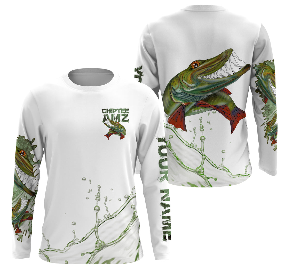 Musky Muskellunge fishing custom name with funny Muskie ChipteeAmz's art sun protection fishing AT042