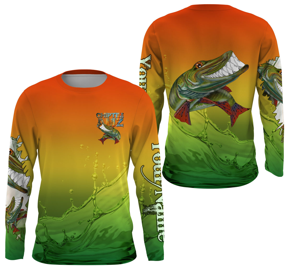 Muskellunge fishing art custom name Musky (Muskie) ChipteeAmz's art sun protection fishing AT043