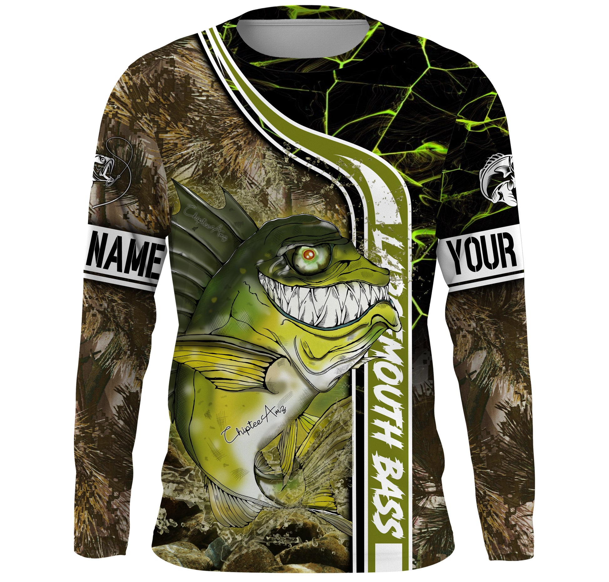 Largemouth Bass fishing custom name with ChipteeAmz's art UV protection AT011