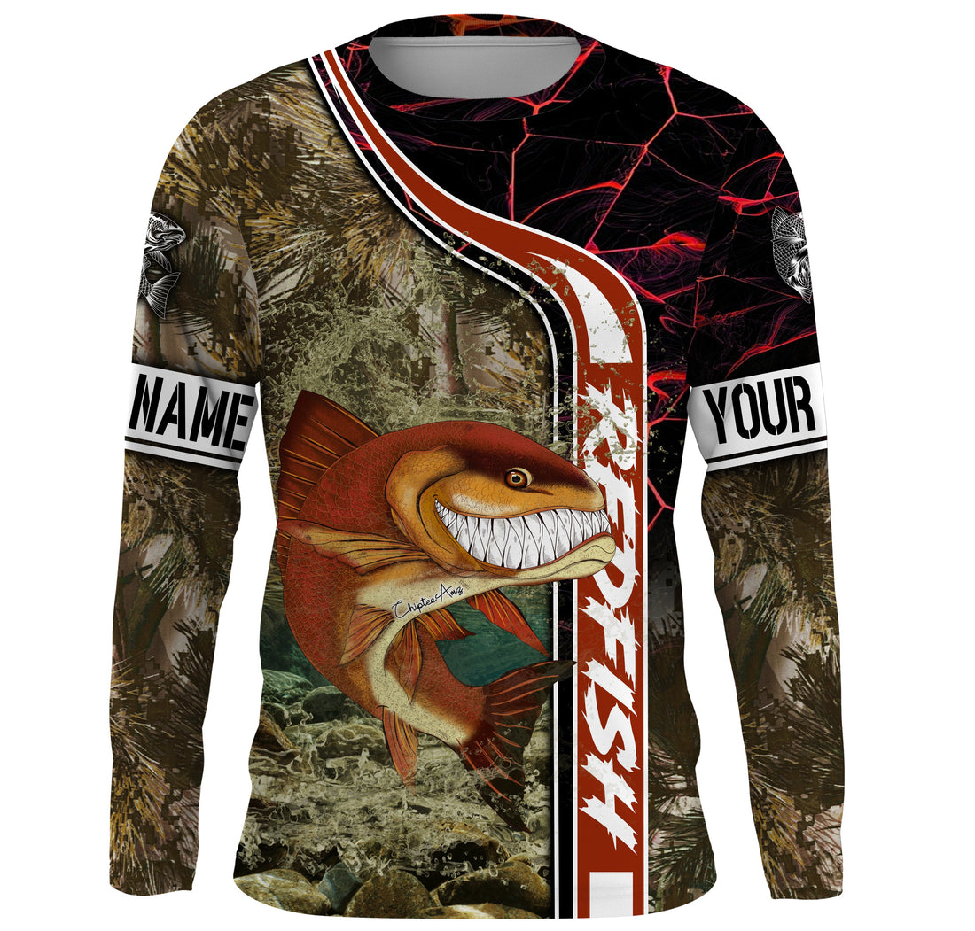 Redfish puppy drum fishing custom name with ChipteeAmz's art UV protection AT021