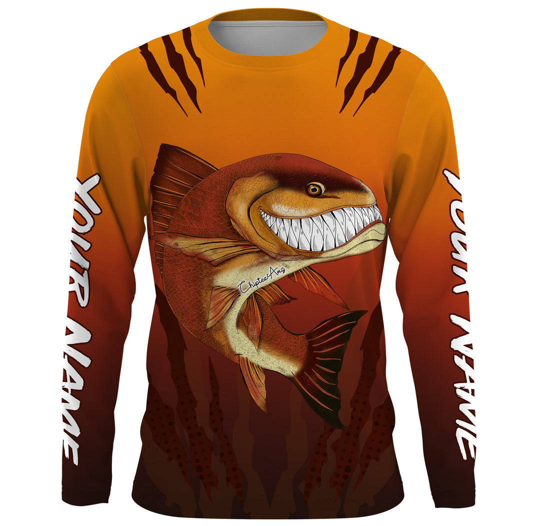 Redfish puppy drum fishing art custom name with angry redfish ChipteeAmz's art UV protection AT030