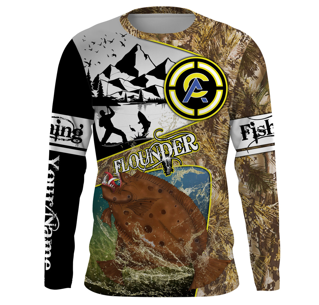 Flounder fishing camo custom name with funny Flounder angry ChipteeAmz's art UV protection AT019