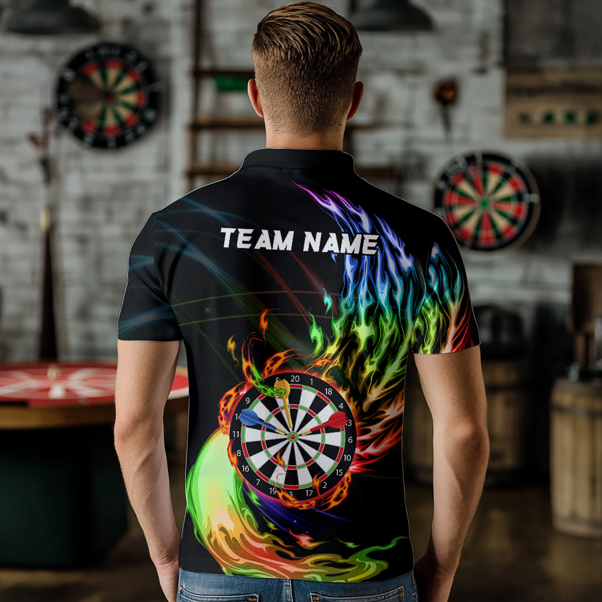 Rainbow Fire Flame Dartboard Darts and Custom Dart Dart