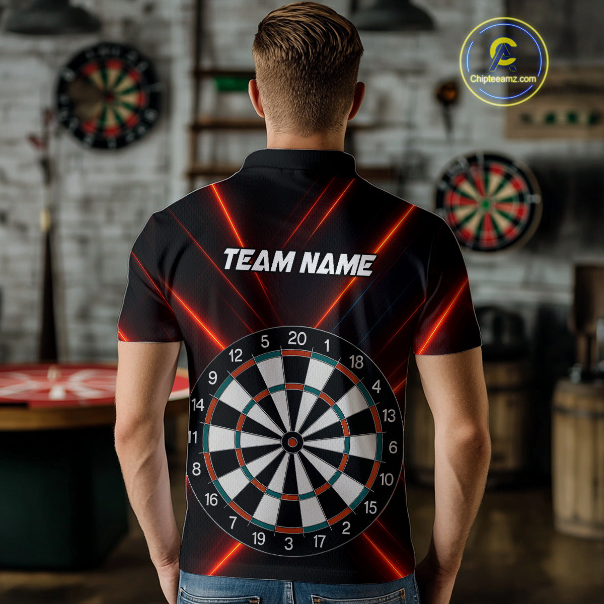 Personalized Darts With Red Laser Streaks And Dual Dartboards NYN0268