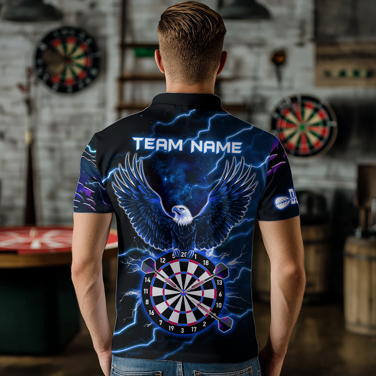 Personalized Thunder Lightning Eagle Blue Darts and Dart Team