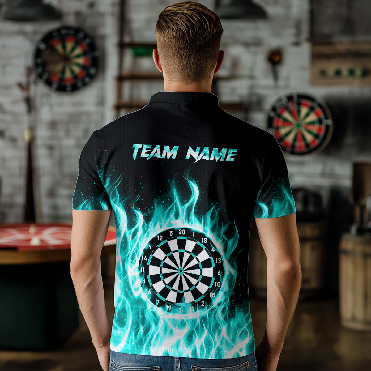 Turquoise Fire Flame Dart Custom Dart Team