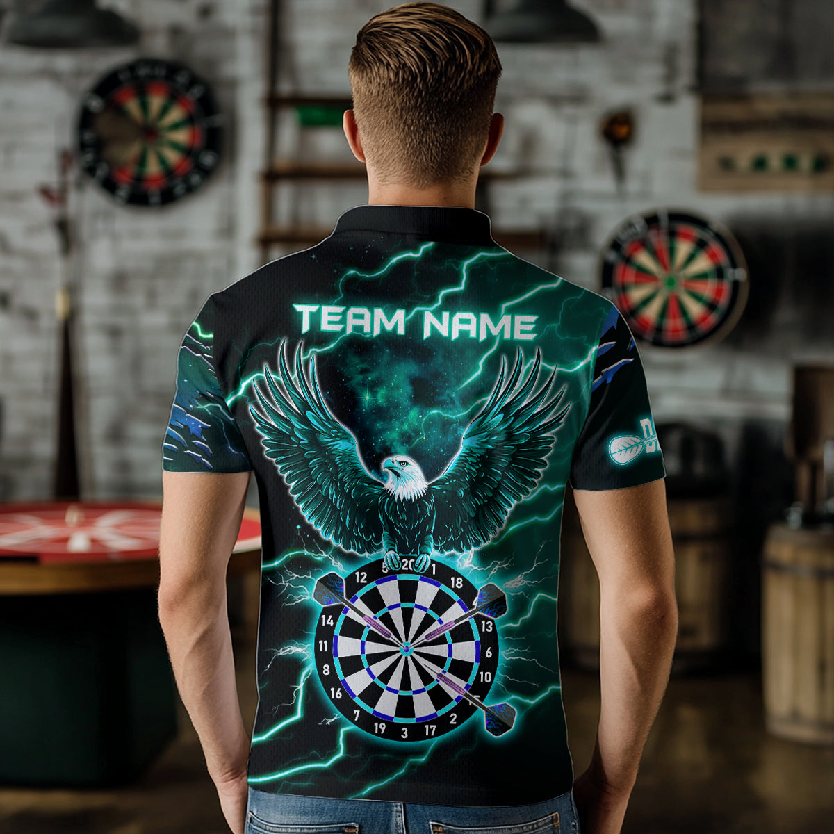 Personalized Thunder Lightning Eagle Turquoise Darts and Dart