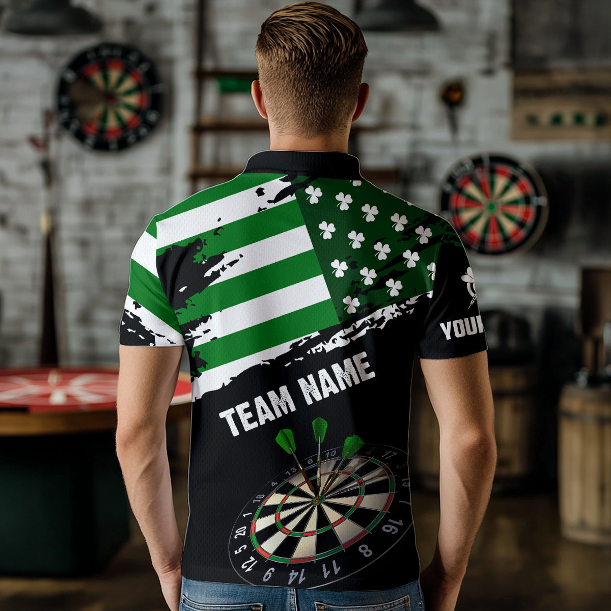 Personalized US Flag St Patrick Day Dart Custom Patriotic Shamrock Darts