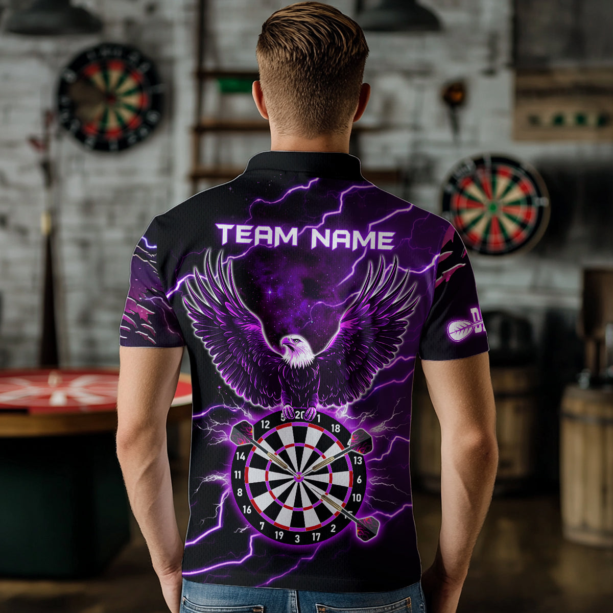 Personalized Thunder Lightning Eagle Purple Darts and Dart Team