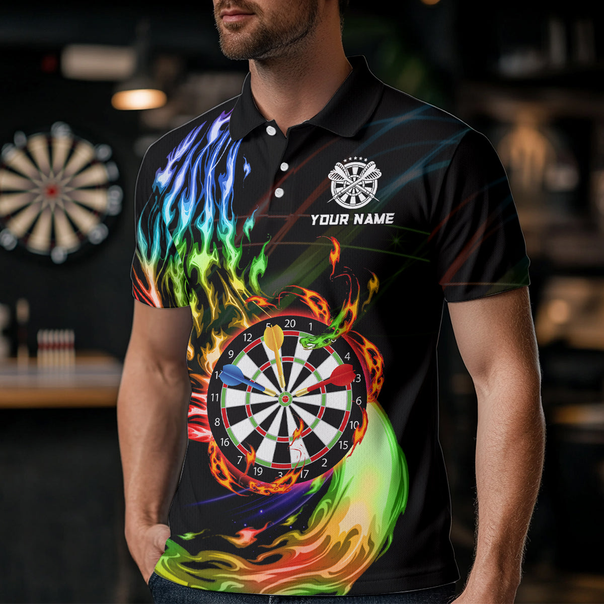 Rainbow Fire Flame Dartboard Darts and Custom Dart Dart