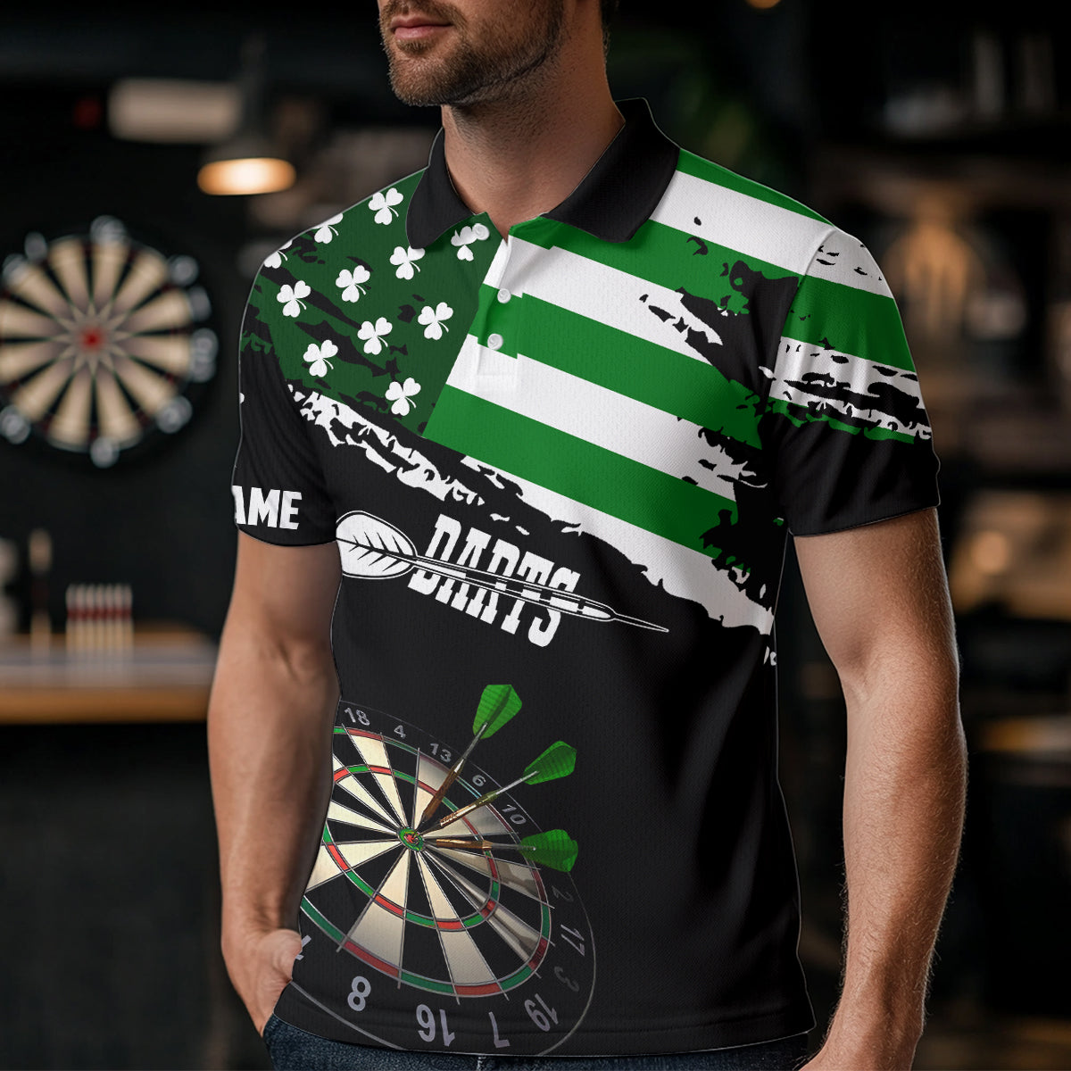 Personalized US Flag St Patrick Day Dart Custom Patriotic Shamrock Darts