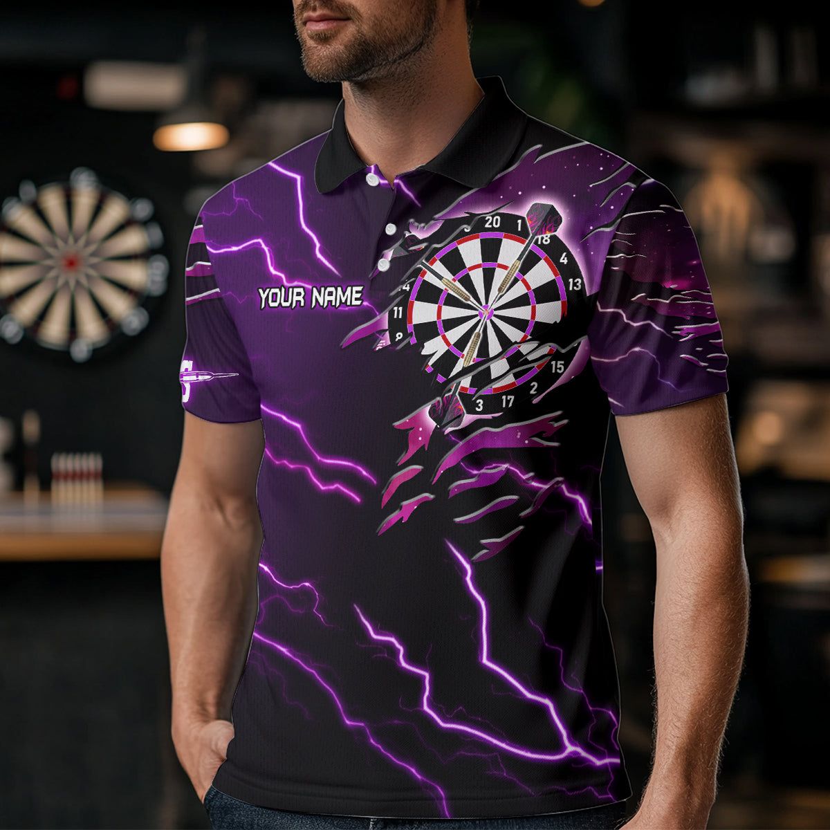Personalized Thunder Lightning Eagle Purple Darts and Dart Team