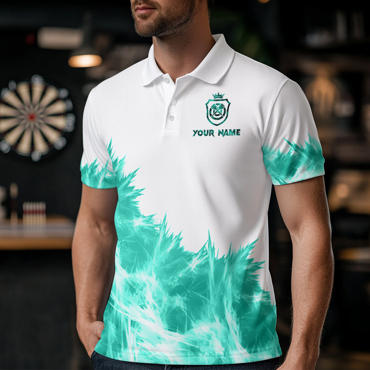 Icy Turquoise Light White Darts and Custom Dart Team Darts