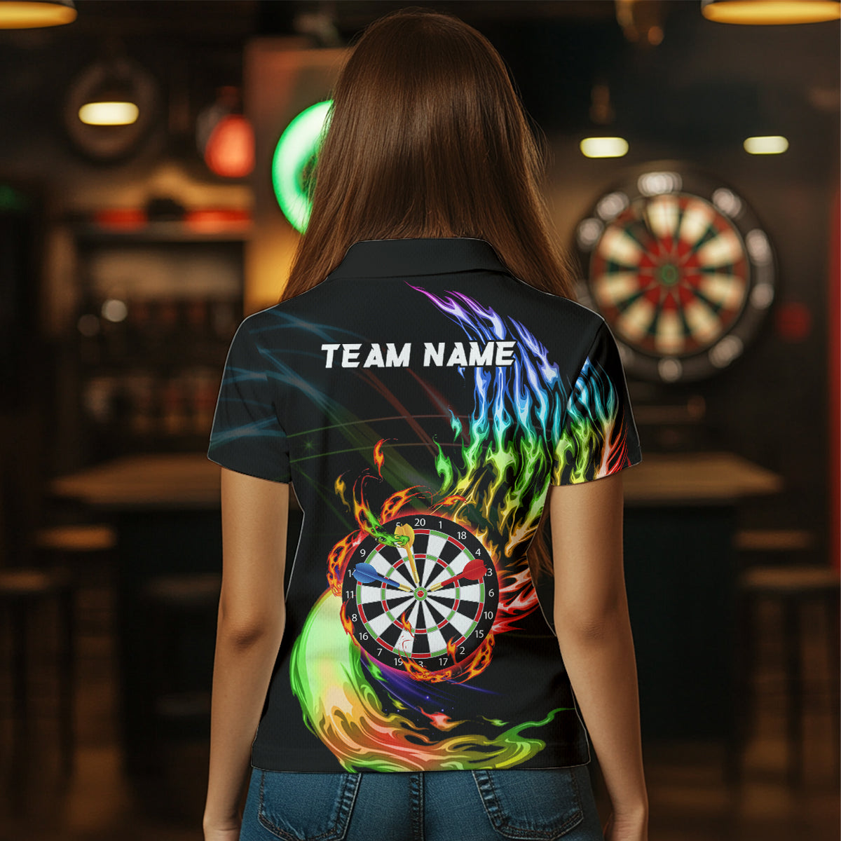 Rainbow Fire Flame Dartboard Darts and Custom Dart Dart