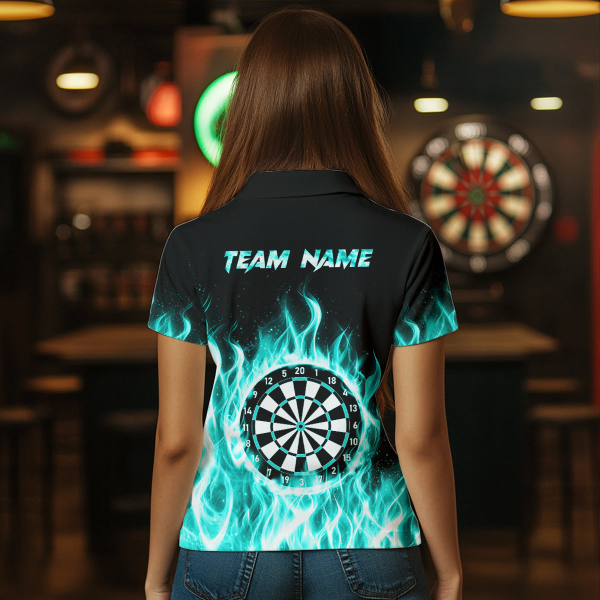 Turquoise Fire Flame Dart Custom Dart Team
