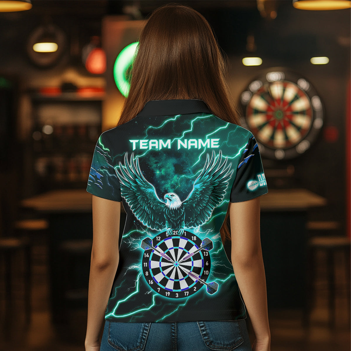 Personalized Thunder Lightning Eagle Turquoise Darts and Dart