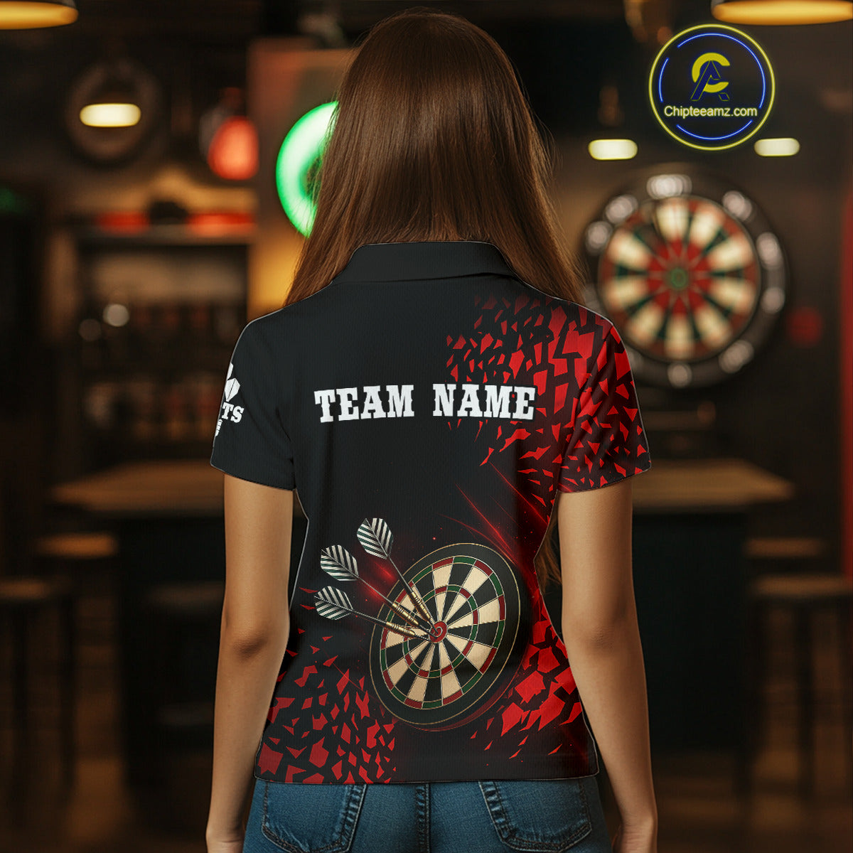 Custom Dart - 3D Dartboard With Red Geometric Shards, Dart Team NYN0248