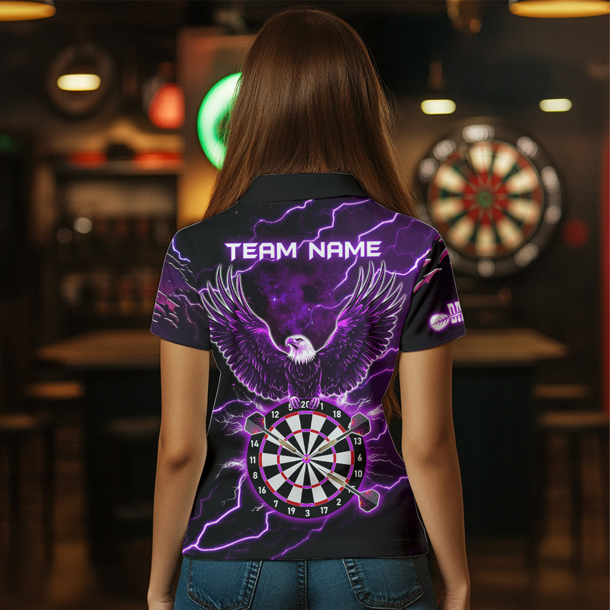 Personalized Thunder Lightning Eagle Purple Darts and Dart Team