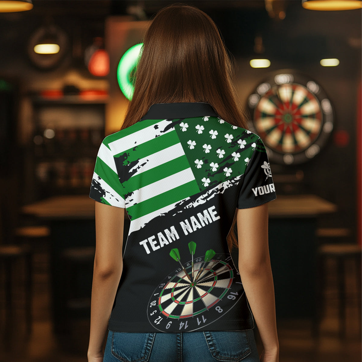 Personalized US Flag St Patrick Day Dart Custom Patriotic Shamrock Darts