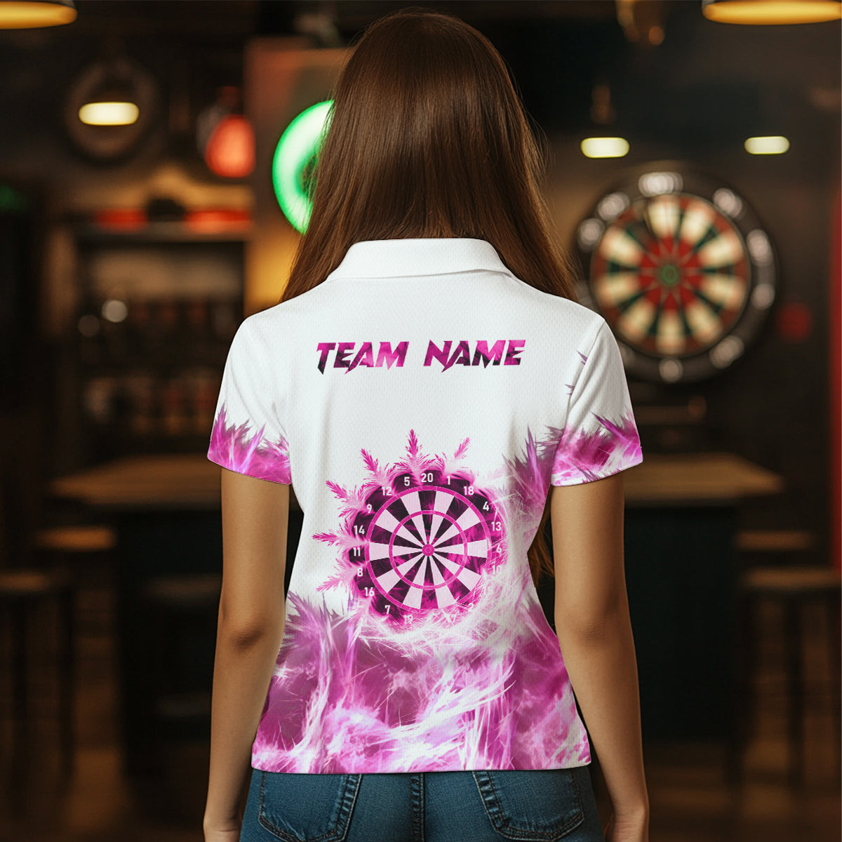Pink Icy Light White Darts and Custom Dart Team Darts