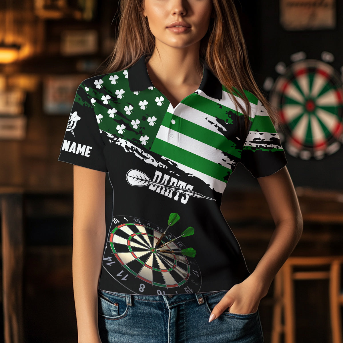 Personalized US Flag St Patrick Day Dart Custom Patriotic Shamrock Darts