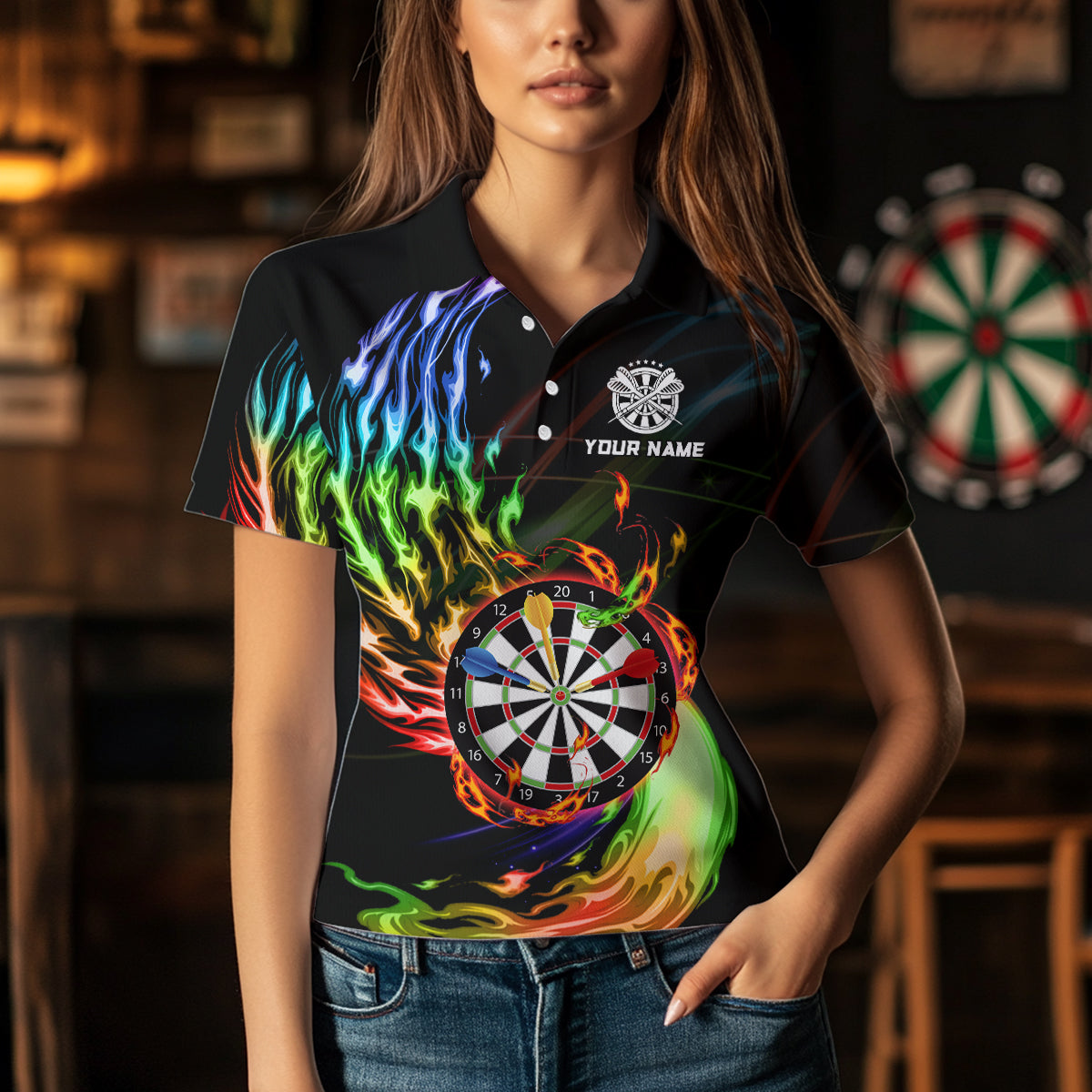 Rainbow Fire Flame Dartboard Darts and Custom Dart Dart