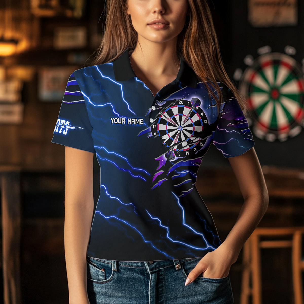 Personalized Thunder Lightning Eagle Blue Darts and Dart Team