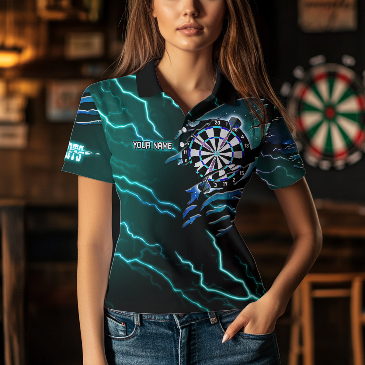 Personalized Thunder Lightning Eagle Turquoise Darts and Dart