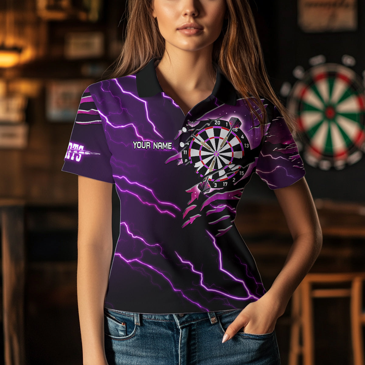 Personalized Thunder Lightning Eagle Purple Darts and Dart Team
