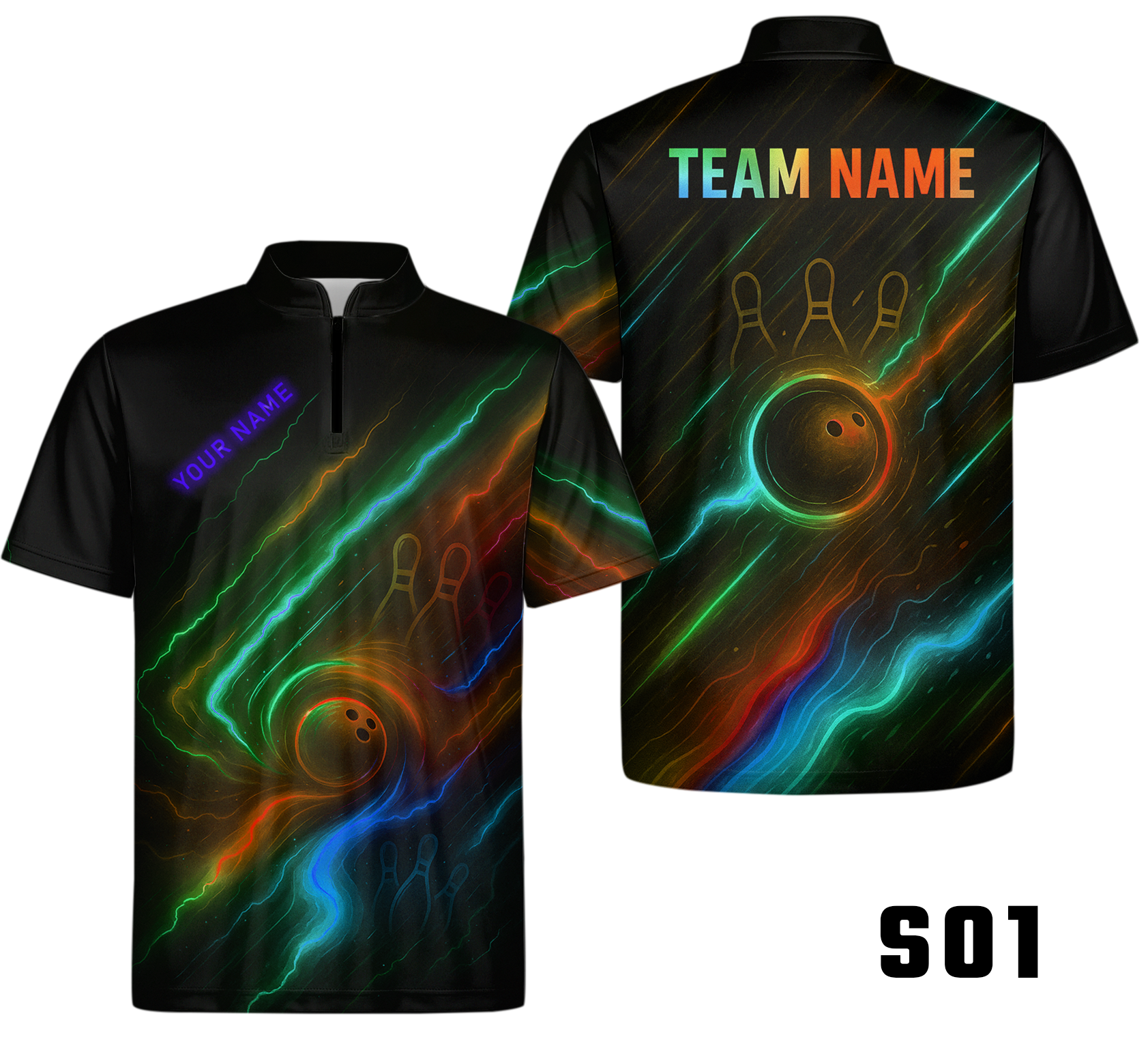 Energetic Neon Vortex Swirl Bowling Jersey