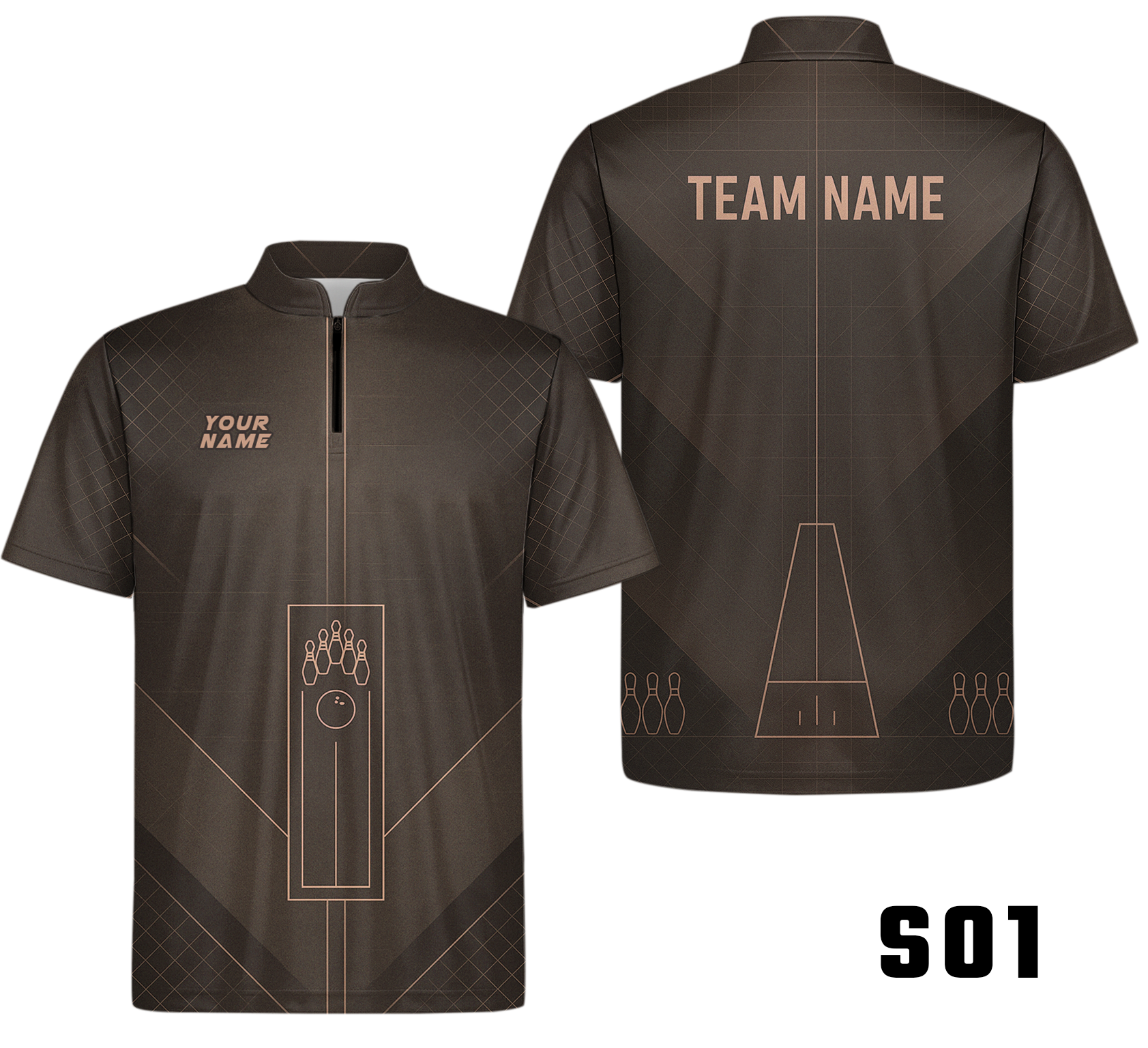 Minimalist Lane Diagram Grid Bowling Jersey