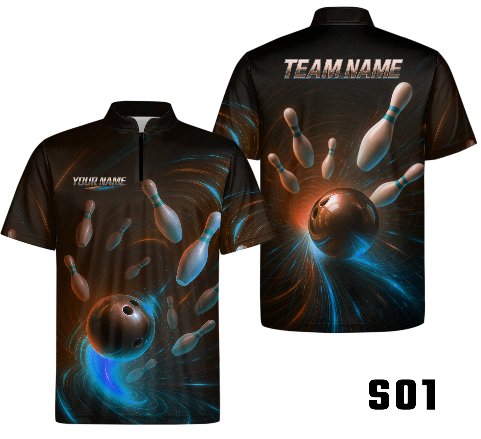 Cosmic Vortex Energy Trails Bowling Jersey