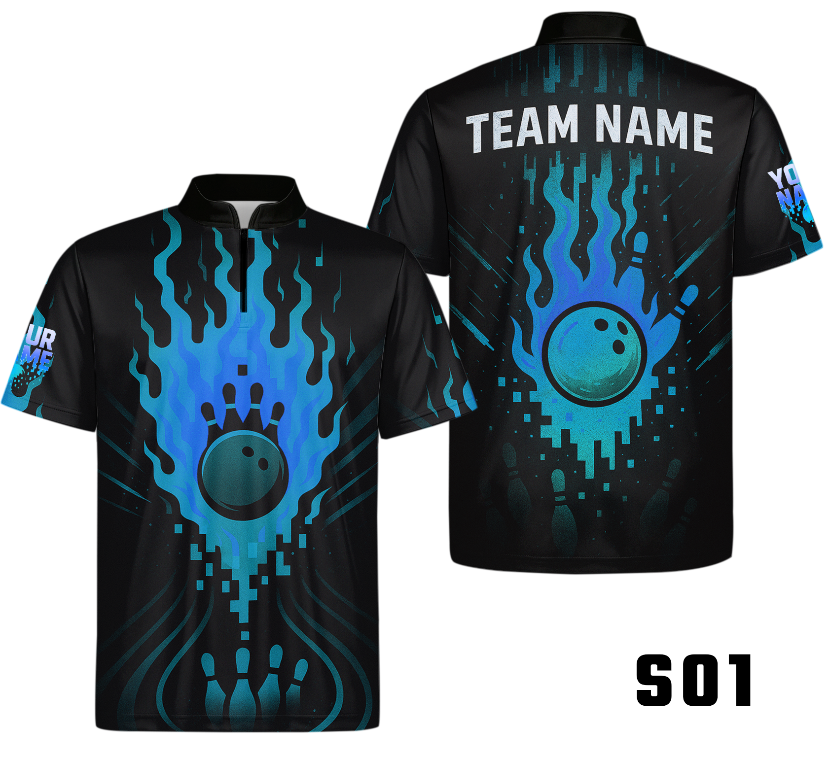 Fiery Flames Pixel Energy Bowling Jersey