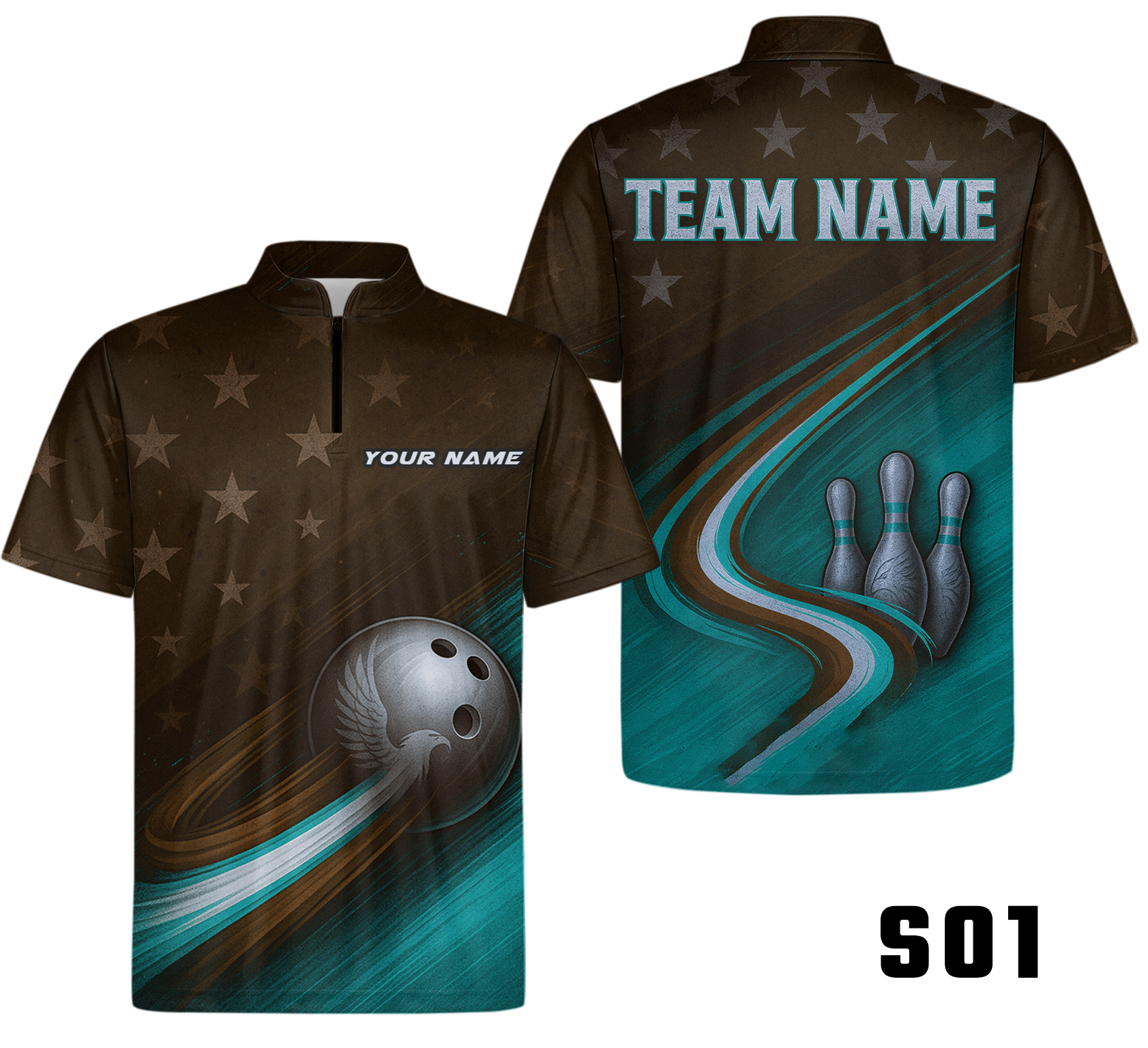 Stars Stripes Patriotic Eagle Bowling Jersey
